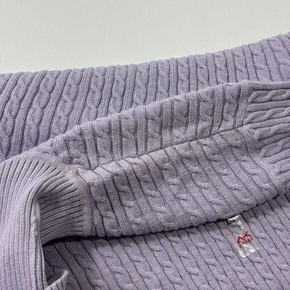 Woman's Anne Klein Sport Cable-Knit Purple Luxury Ribbed Turtleneck Pullover 2XL - Picture 5 of 9
